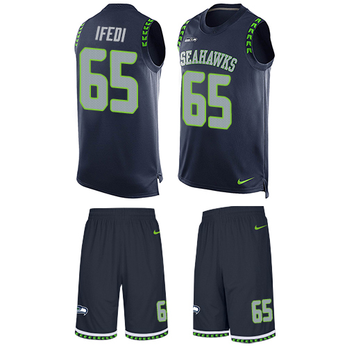 Nike Seahawks #65 Germain Ifedi Steel Blue Team Color Men's Stitched NFL Limited Tank Top Suit Jersey - Click Image to Close